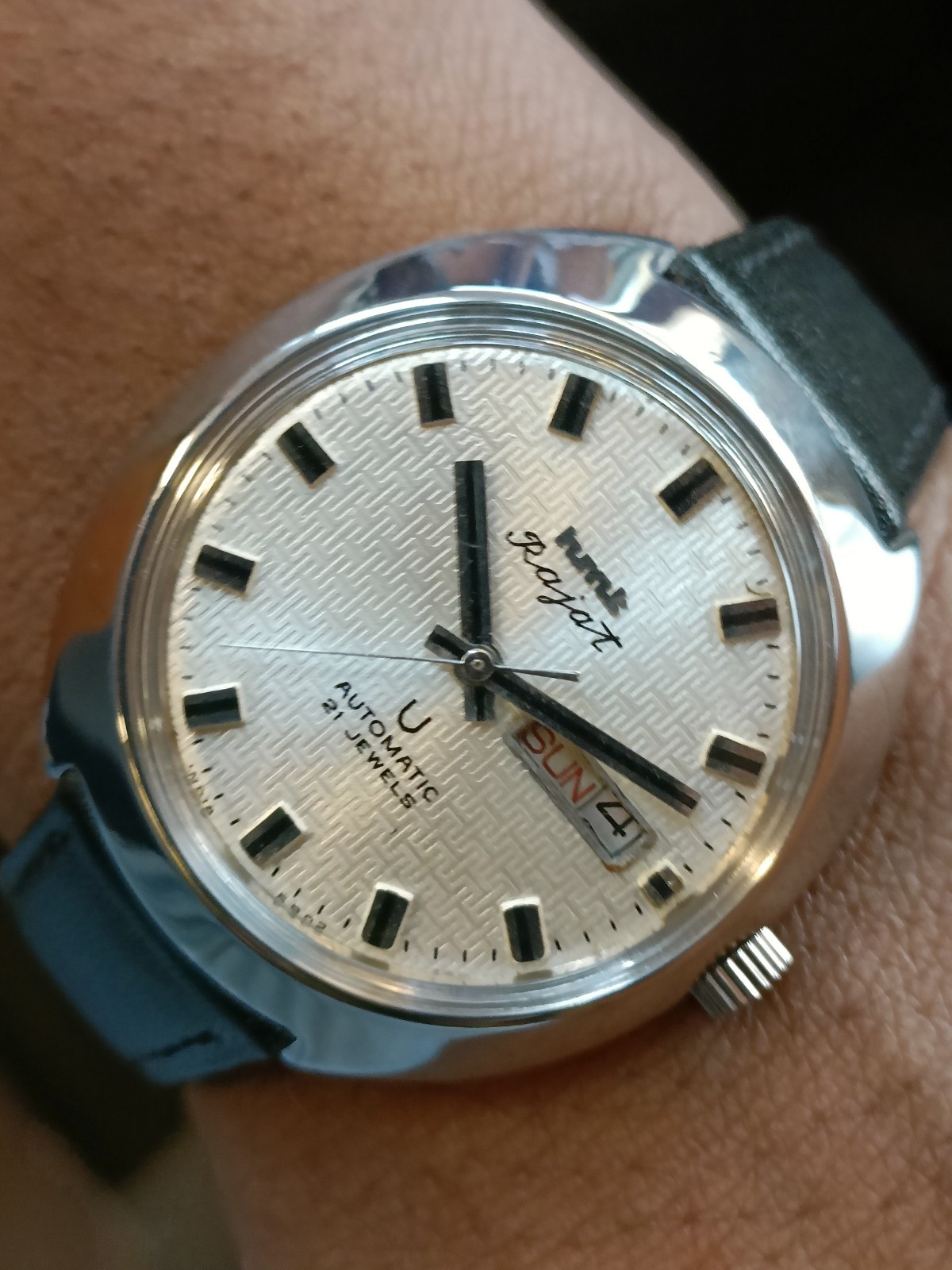 ORIGINAL HMT RAJAT 21J AUTOMATIC WHITE DIAL INDIA MEN’S WORKING CONDITION