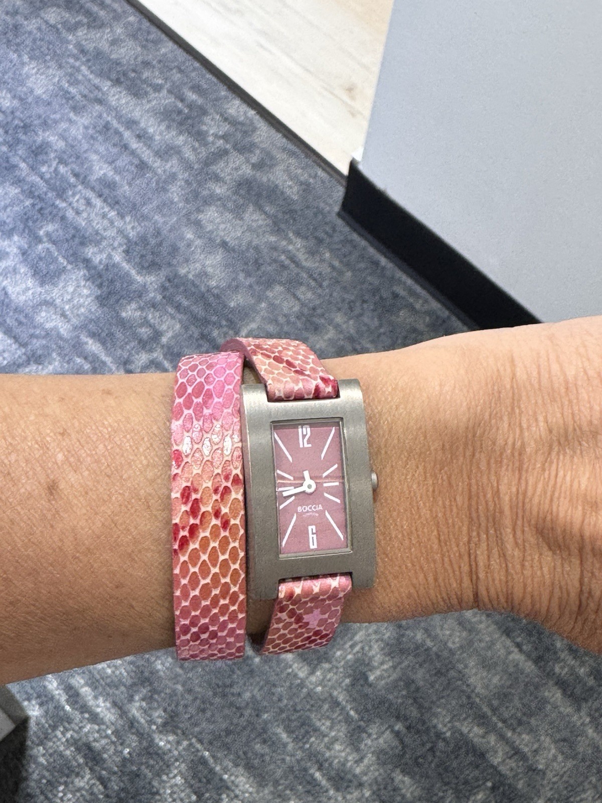 Boccia Wrap around Watch Pink leather Strap Pink Dial Vintage