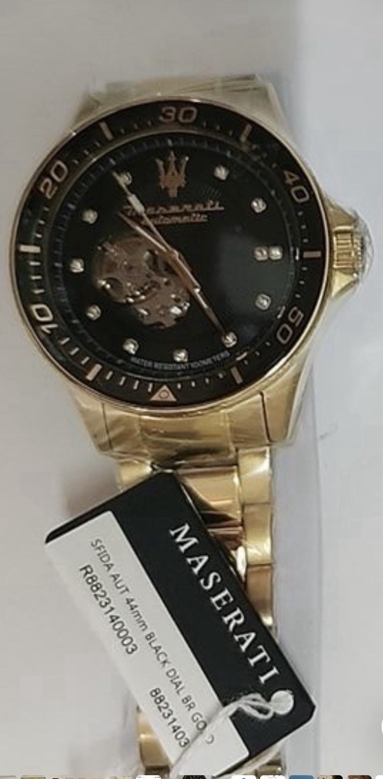 Maserati SFIDA Men’s R8823140003 Automatic Watch Black Dial Stainless Steel 44mm