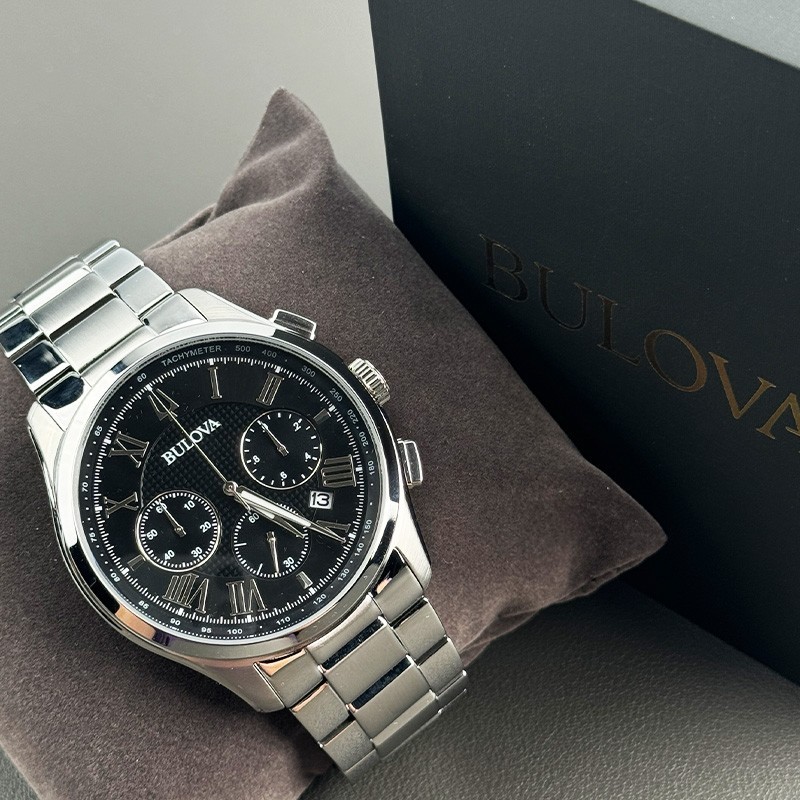 Bulova Wilton 96B288 Classic Black Dial Chronograph Quartz Men’s Watch 46.5mm