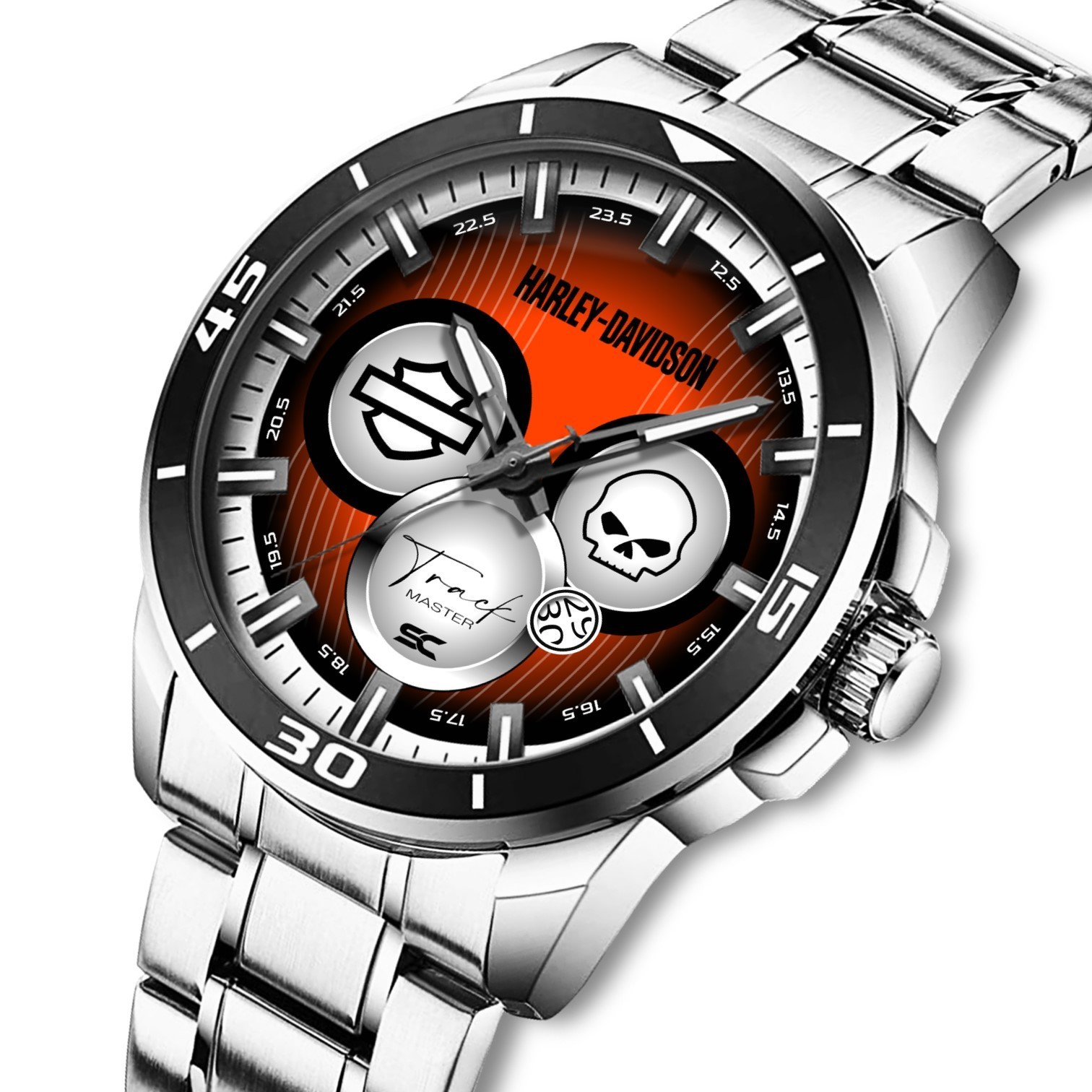 Harley & Davidson Track Master Motorcycle Lovers Steel Wrist Watch