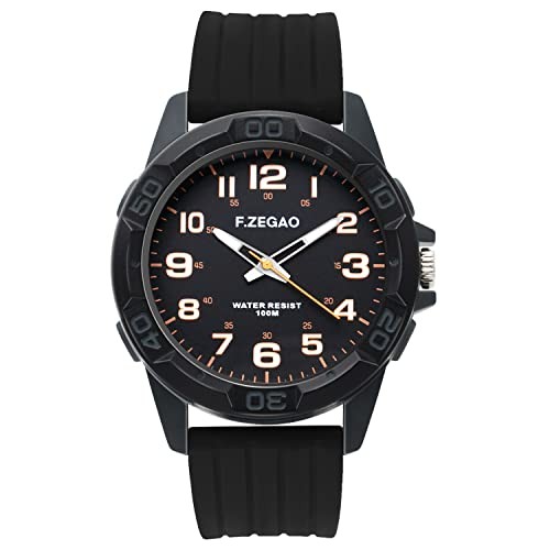 100M Waterproof Watch for Swimming, Easy Read Unisex Analog Watch, Second Black