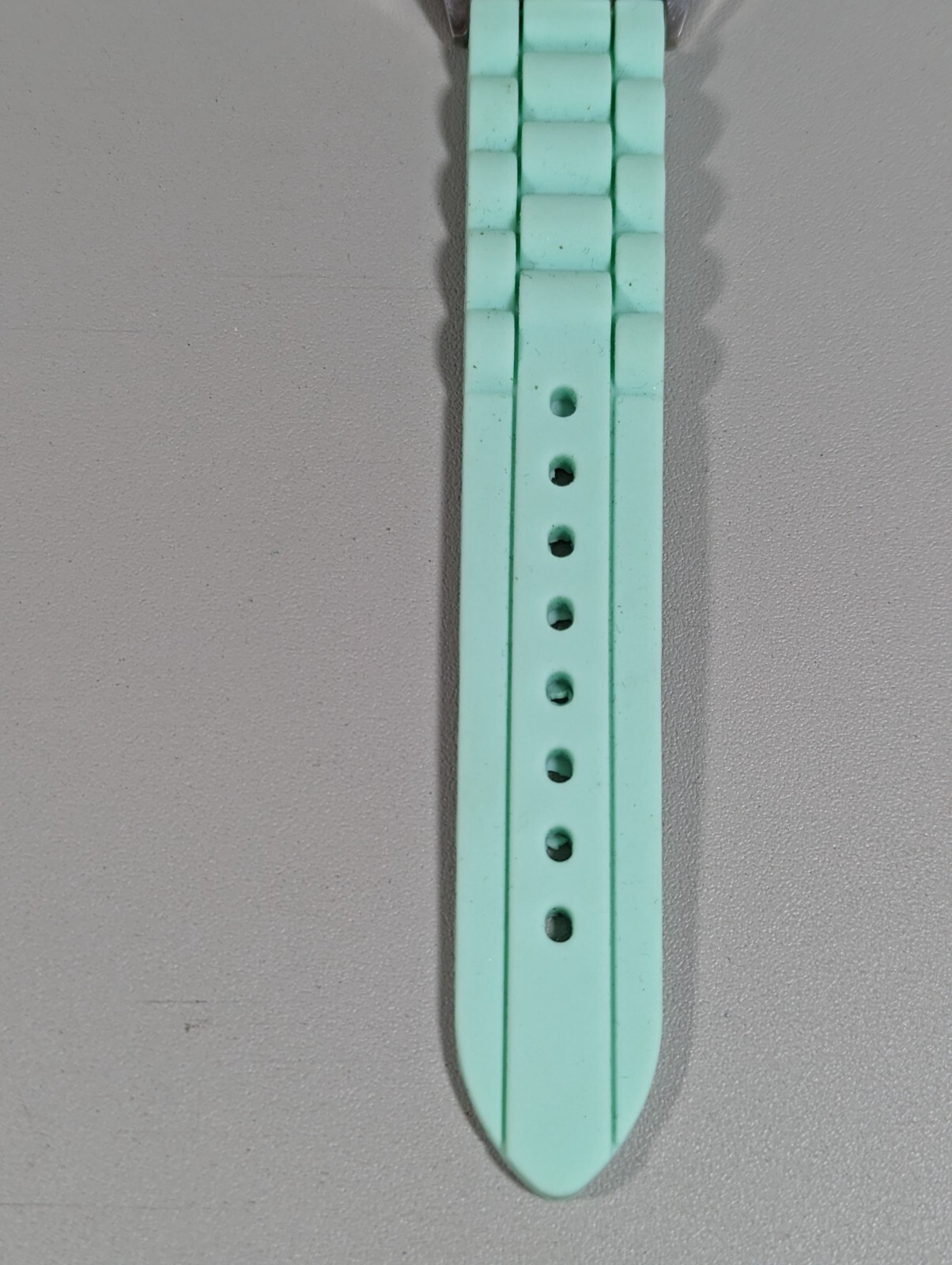 Green Dial Crystal Accent Round Silver Tone Case Green Silicone Band Watch