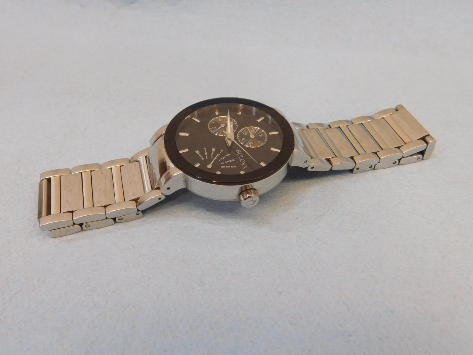 Bulova Men’s Futuro Silver Stainless Steel Day/Date 40mm Watch