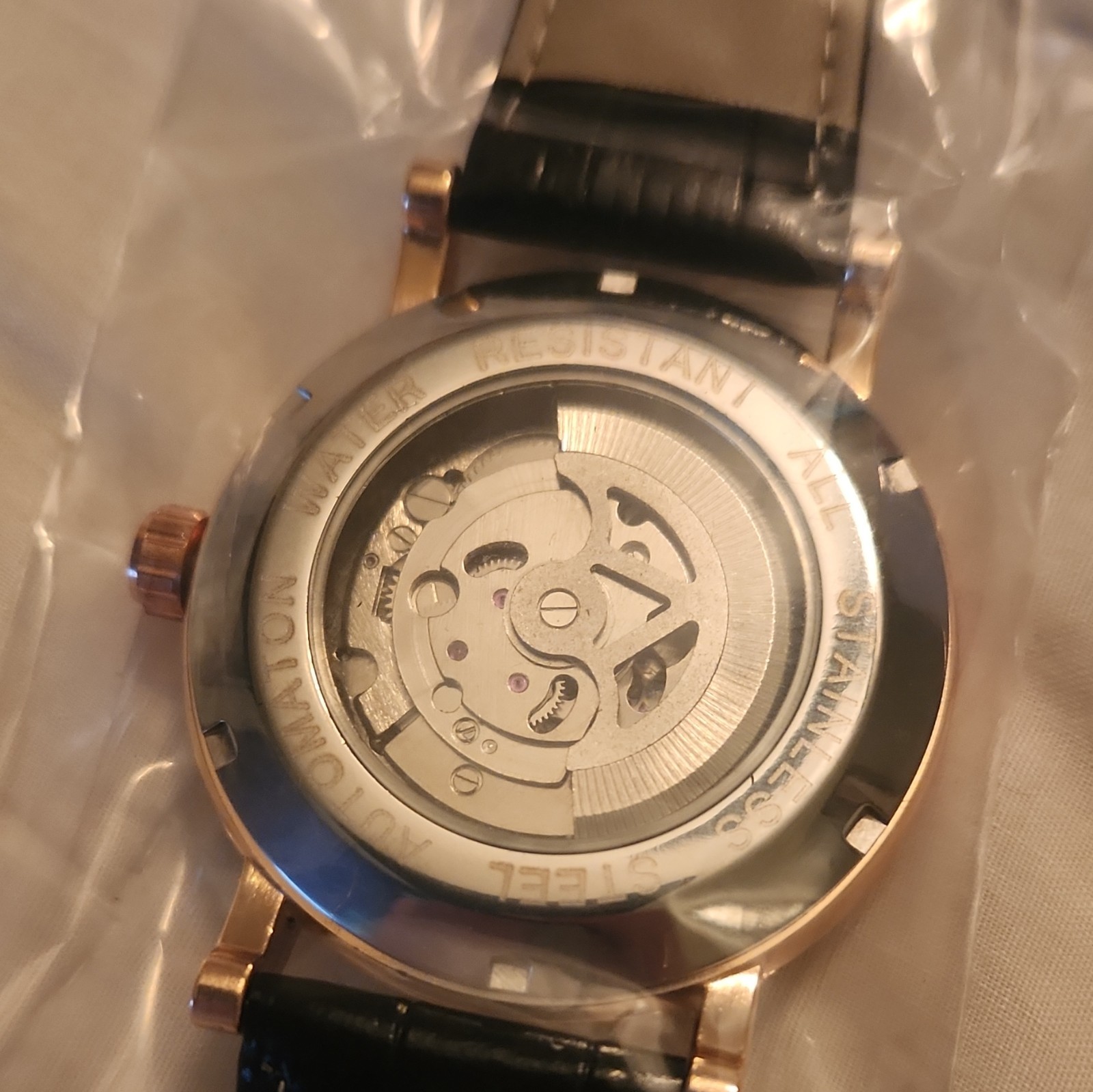 BIBI Luxury Automatic Skeleton Black Dial Gold Tone 44mm Watch Box/Manual