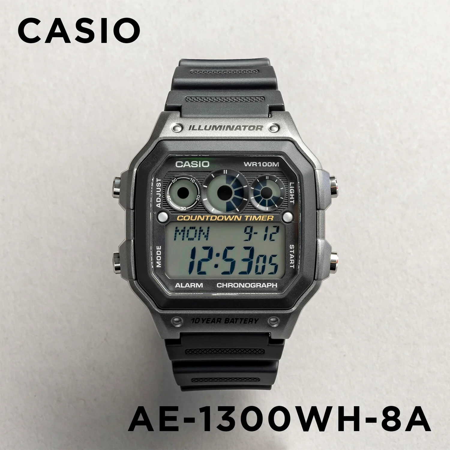 Casio AE1300WH-8AV, Illuminator Watch, Chronograph, Alarm, 10 Year Battery