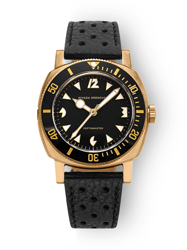 Nivada Grenchen 14123A10 Depthmaster Bronze Black Dial Racing Strap Automatic