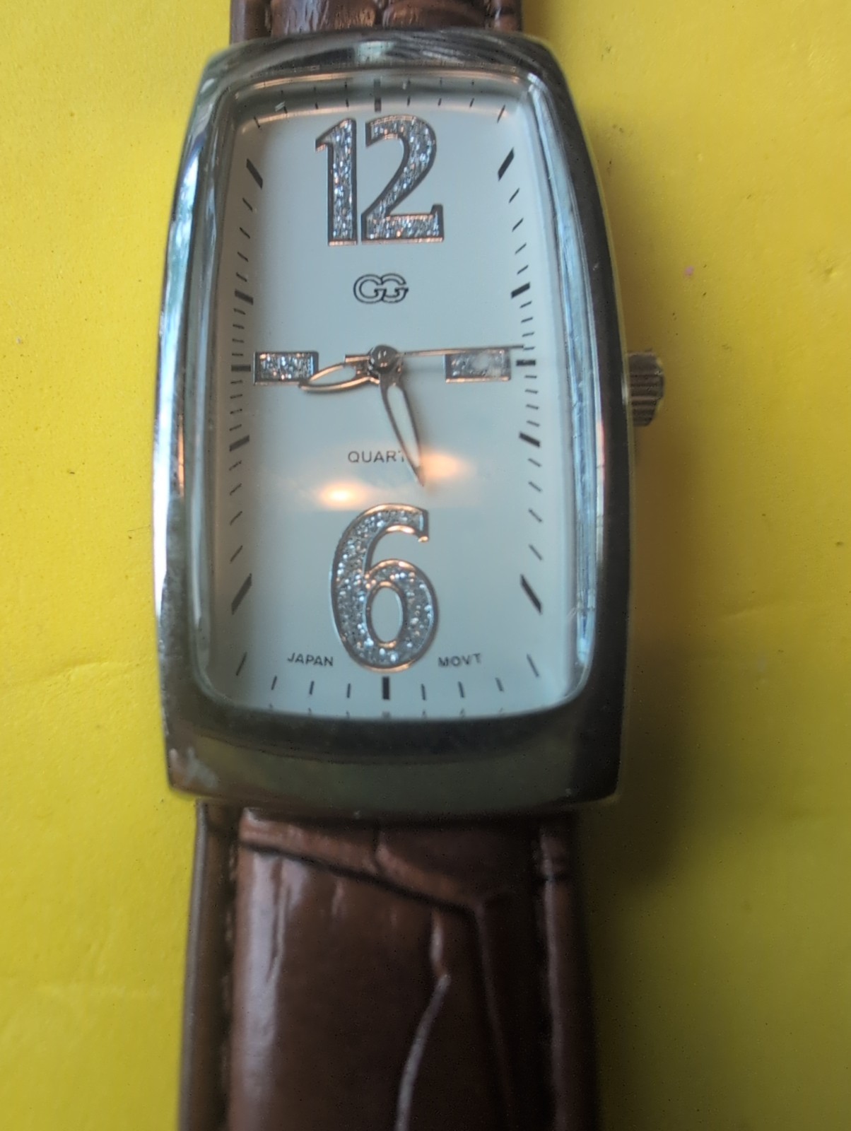 Charming Charlie Watch Silver Toned Rectangular White Face Black Buckle Band