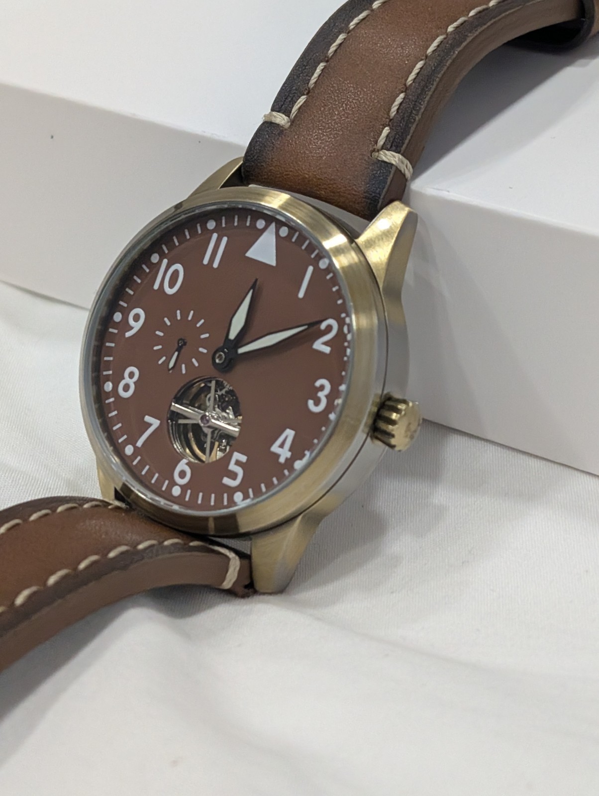 Seagull Automatic Military field watch, Solid brass. Chestnut sterile dial
