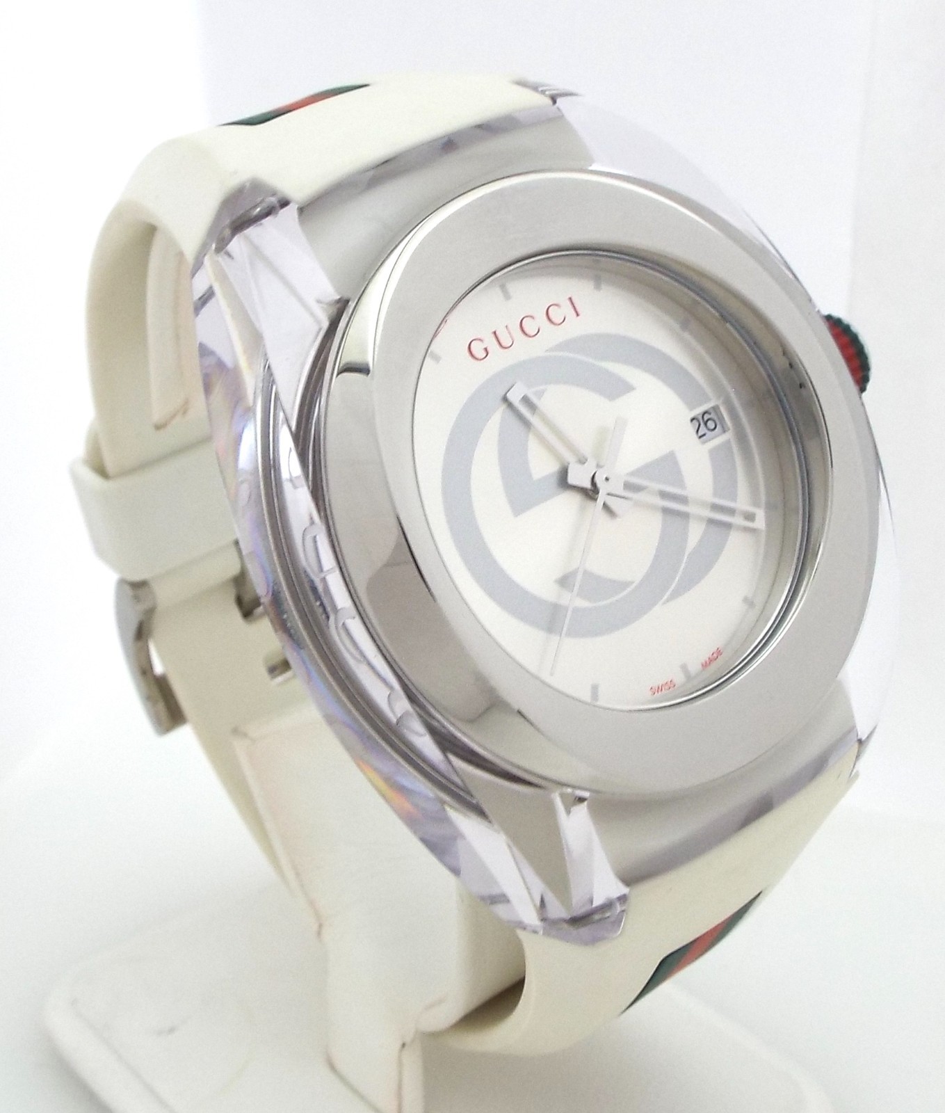 Gucci – Sync – Quartz – YA137302 – Silver Dial – White Band Ladies Watch ~#0030