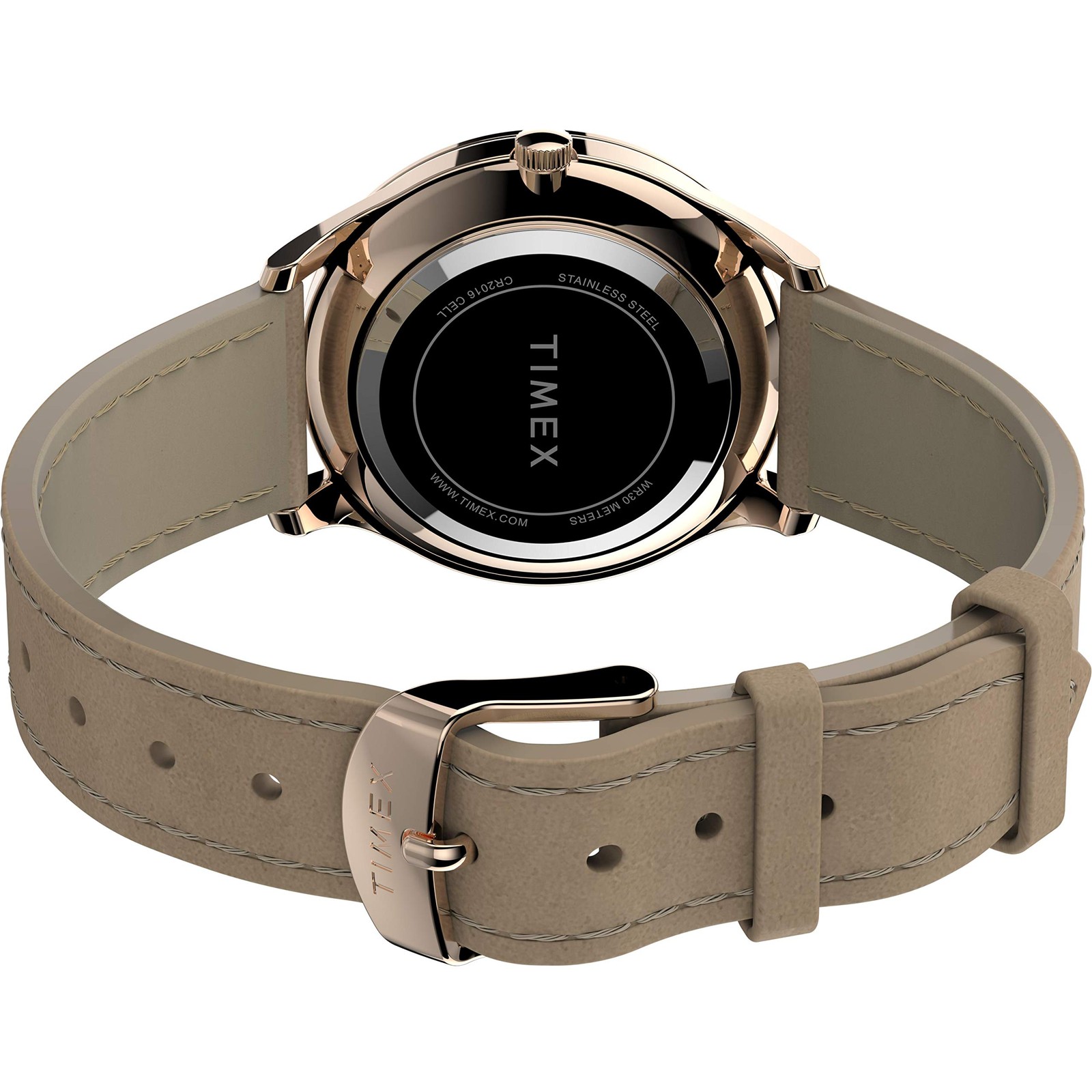 Timex Modern Easy Reader Watch 32mm Rose Gold White Dial Leather Strap TW2T72400
