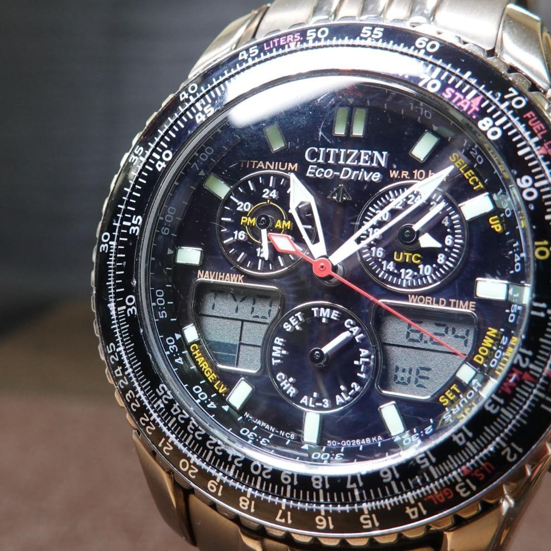 Citizen Promaster C650-Q02144 NaviHawk Chronograph Watch EcoDrive w/Box Serviced