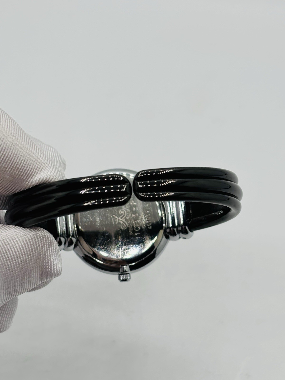 Meister Anker 1085-P Ceramic Bangle Cuff Watch Black Dial Quartz Women’s