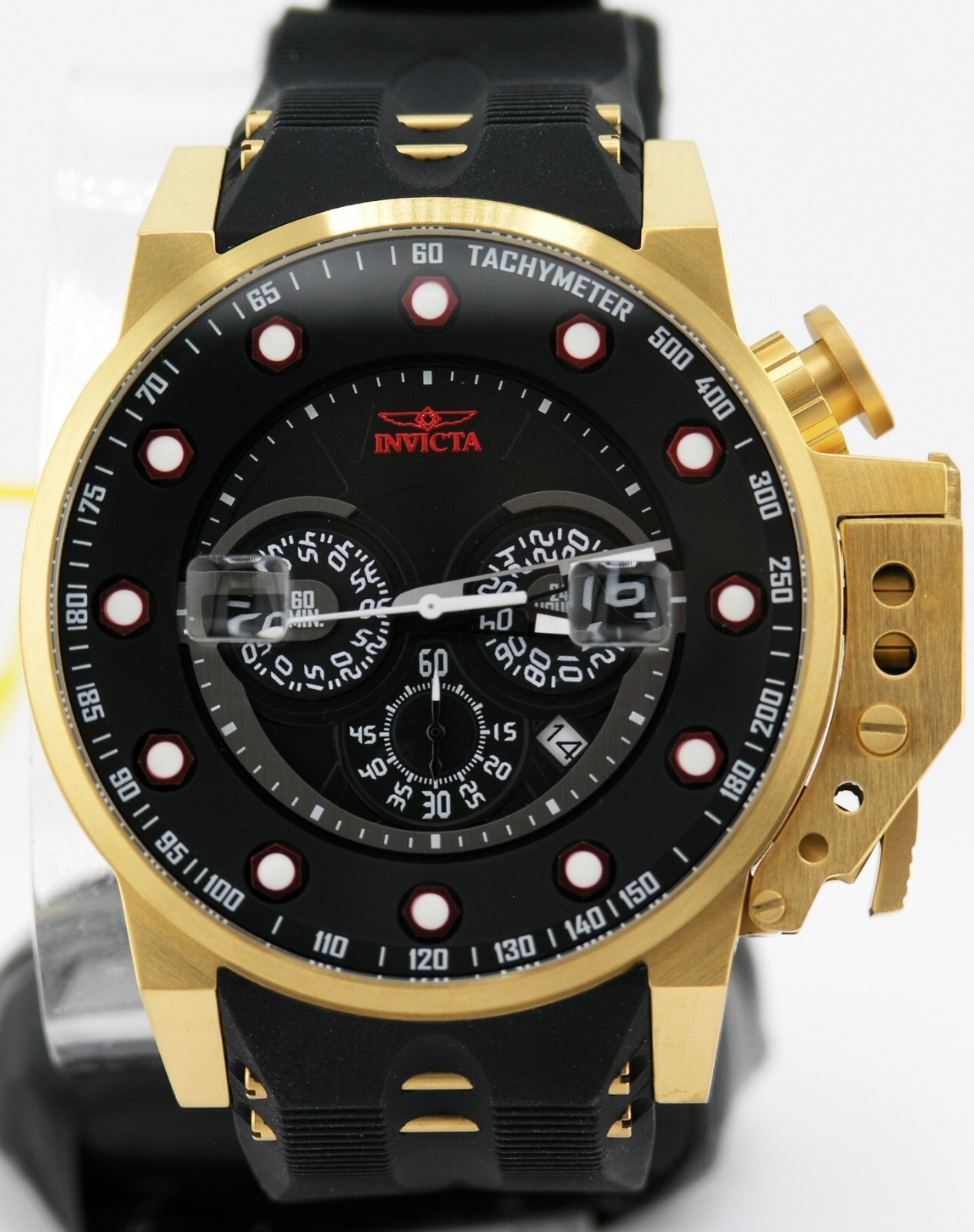 NEW INVICTA 25272 I FORCE BOMBER CHRONOGRAPH BLACK DIAL GOLD STEEL WATCH