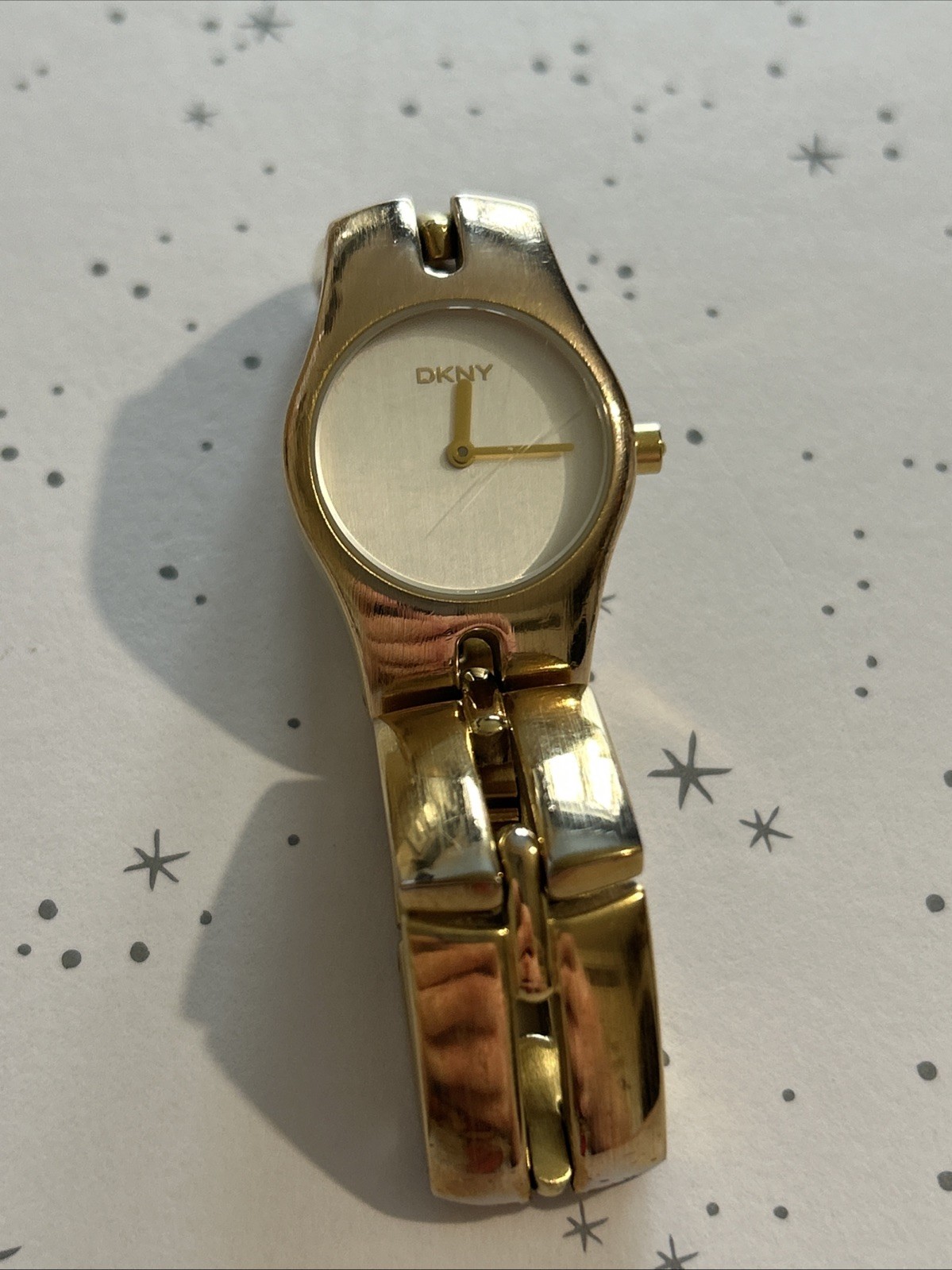 DKNY NY-3075 Ladies Brushed Gold Tone Steel Bracelet Watch Untested