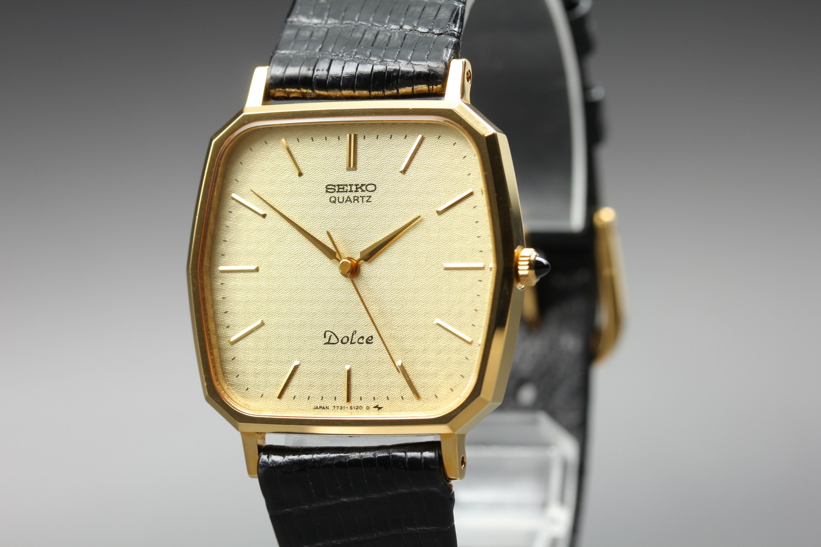 [Near MINT] Seiko Dolce 7731-5120 29mm Gold Dial Quartz Men’s Watch From JAPAN