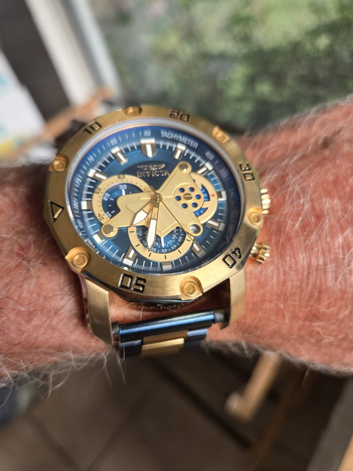 Two Brand New Bands! Invicta Pro Driver Scuba Chronograph Blue/Gold