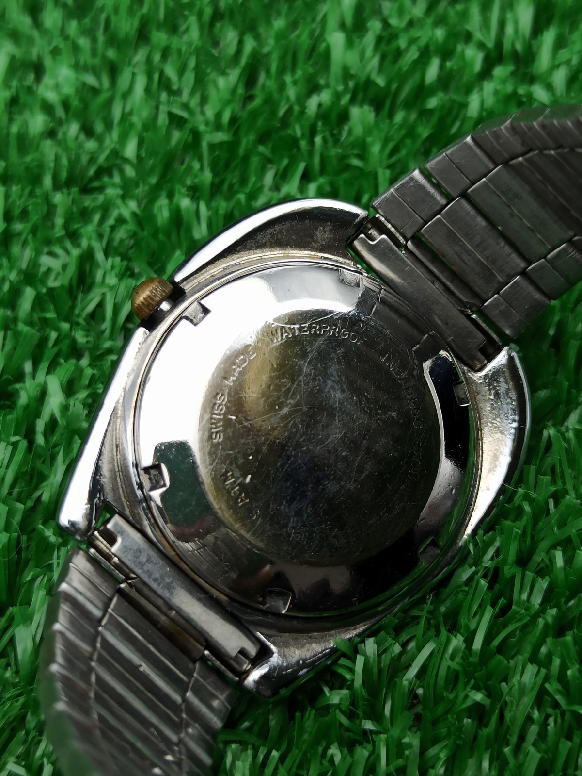 GENUINE ANTIQUE TELL CLASSIC AUTOMATIC WATCH RARE SWISS 60s COLORED DIAL 40 MM