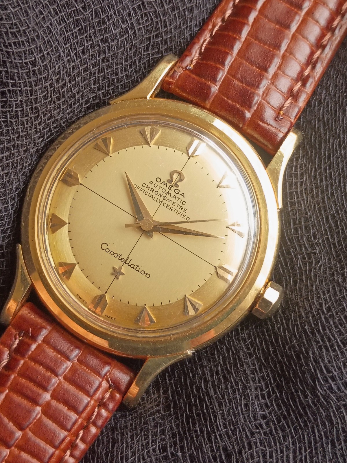 18k Solid Gold OMEGA Constellation Arrow Markers Automatic Vintage Men’s Watch
