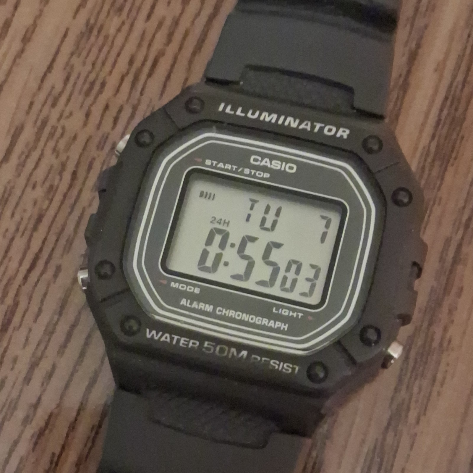 Casio Illuminator Digital Watch Black Resin Strap Alarm Chronograph 50m