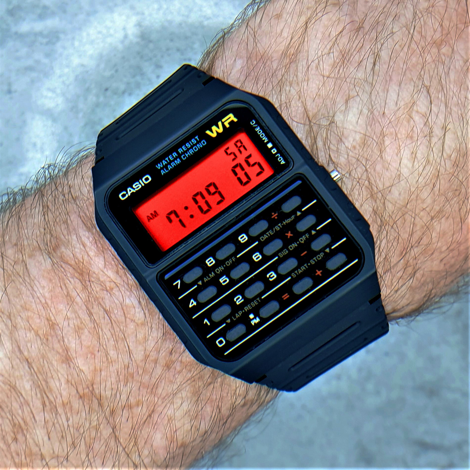 Casio Calculator Watch with Red Screen Mod (CA-53W-1ER)