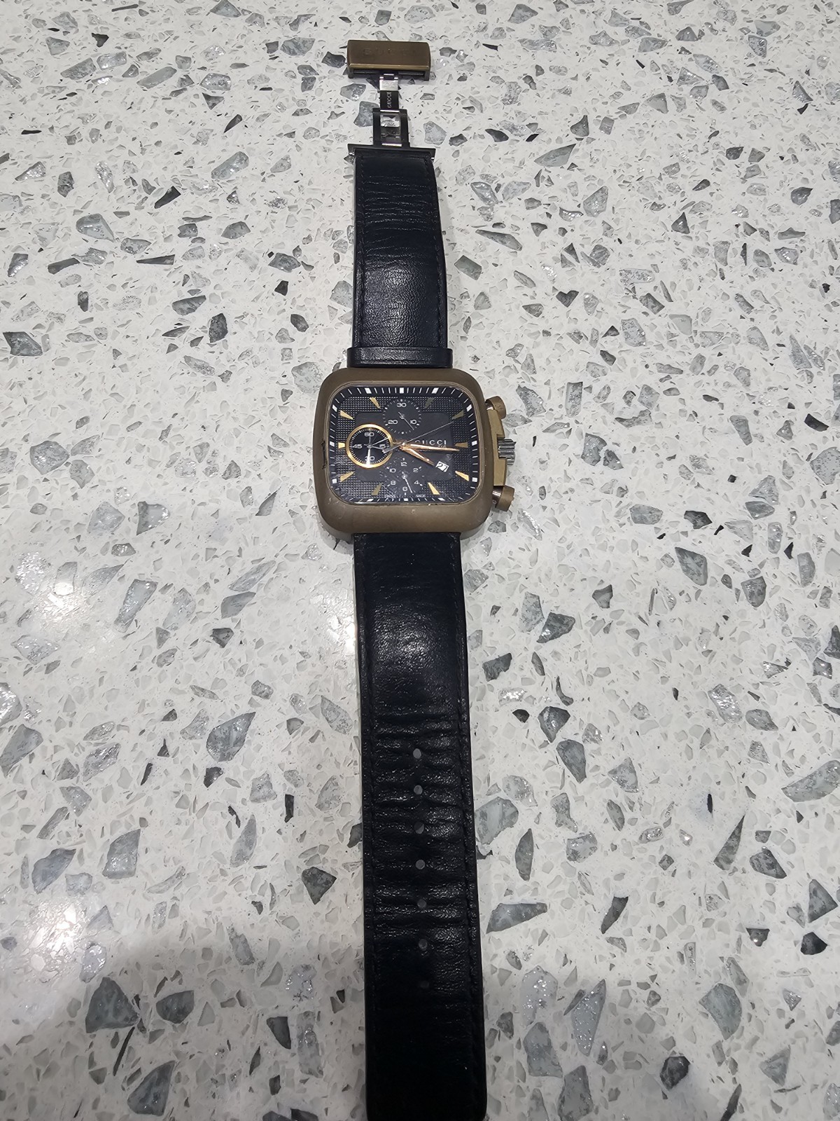 Gucci G-Coupe Black Dial Automatic Chronograph Leather Strap Men’s Wristwatch
