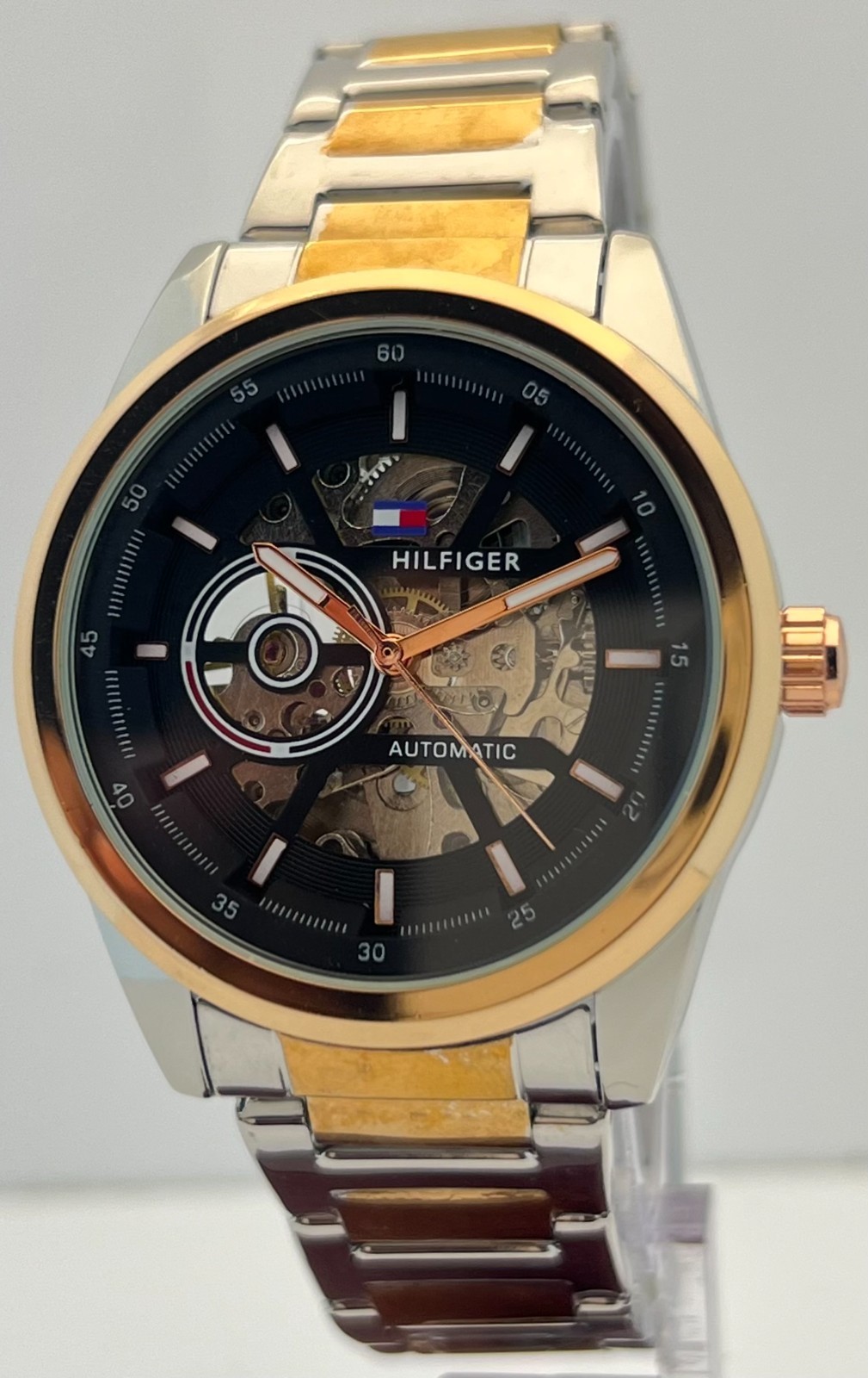 Fabulous Men’s Tommy Hilfiger Automatic Skeleton Black Dial Working Wristwatch