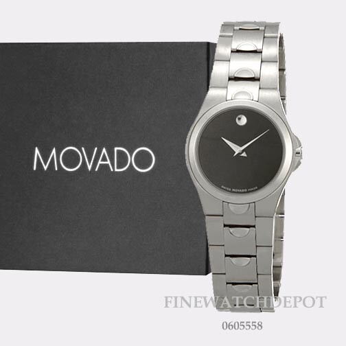 Authentic Movado Luno Women’s Black Dial Stainless Steel Watch 0605558