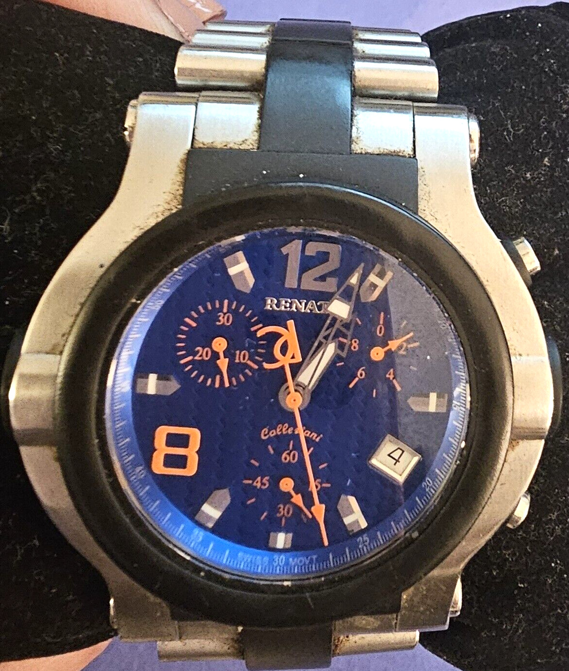 Renato Collezioni RubberIntegration Blue CarbonFibre Dial Working Box READ!
