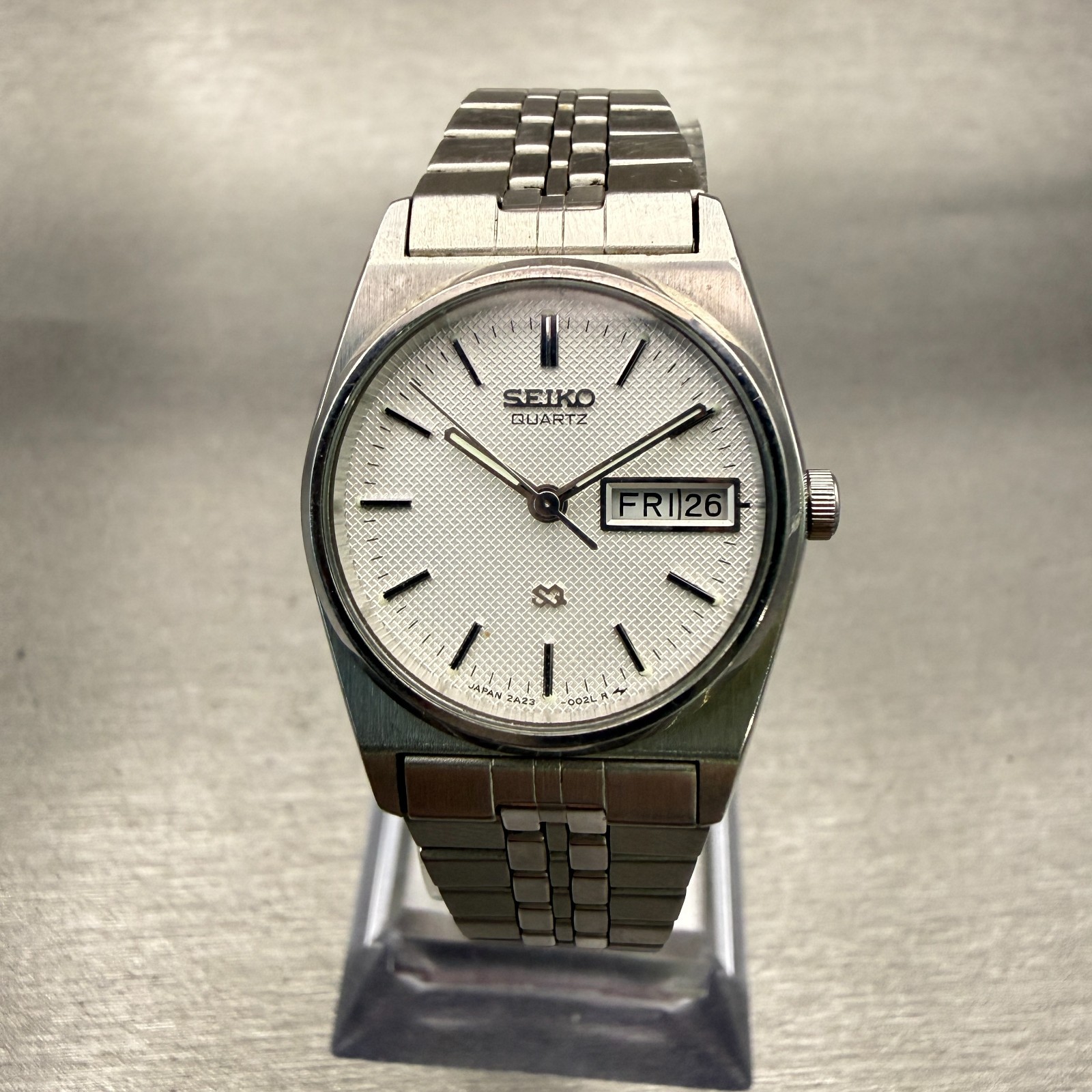 Seiko SQ Watch Women 23mm Silver Dial Silver Daydate Round 2A23-0029 New Battery