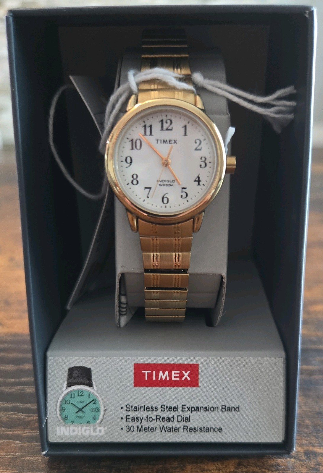Timex Indiglo Women’s Easy Reader Gold Tone Expansion Watch White Dial 30M