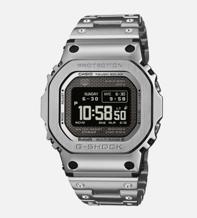 Casio G-SHOCK GMW-B5000D-1 Full Metal Silver Bluetooth Solar Watch NEW