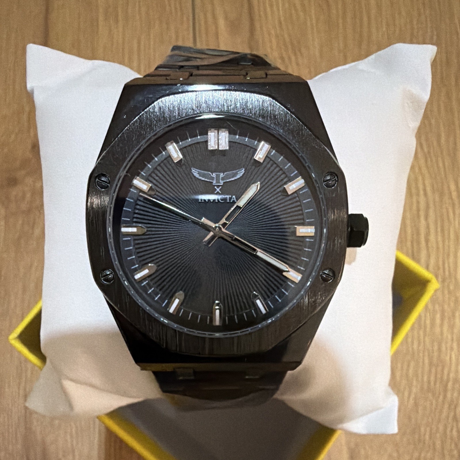 Invicta I-Force Quartz Analog Black Sunburst Dial Fixed Bezel Metal Bracelet