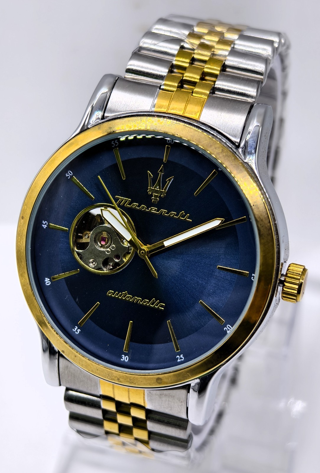 Excellent Maserati Automatic Blue Dial Dual Tone Band Analog Men’s Wrist Watch