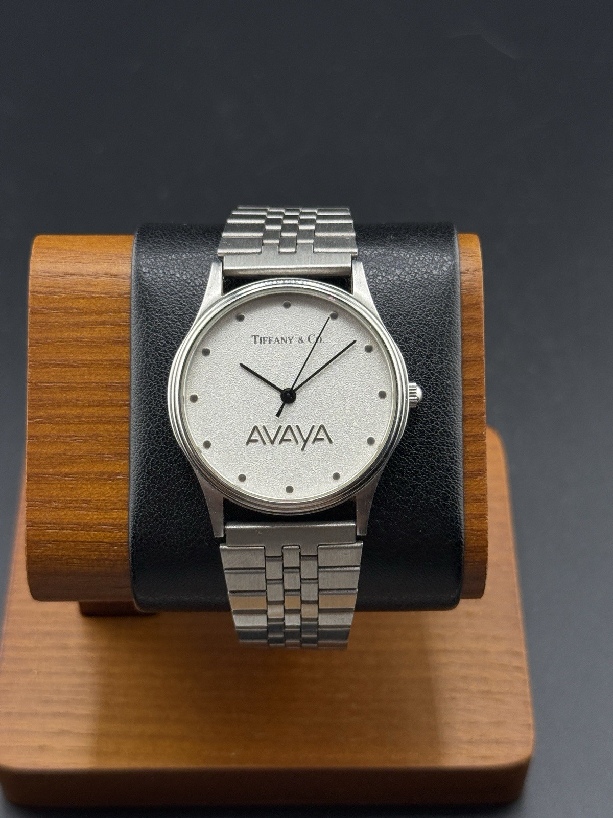Tiffany &Co Portfolio Silver Quartz Watch With Avaya Logo Appreciation Watch