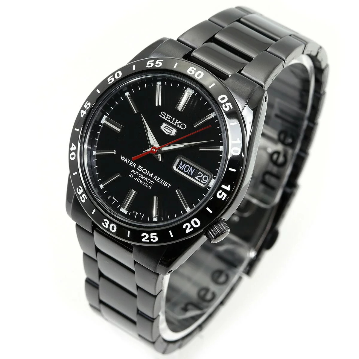 Seiko 5 SNKE03K1 Black Lightning Automatic Day Date Stainless Steel Men Watch