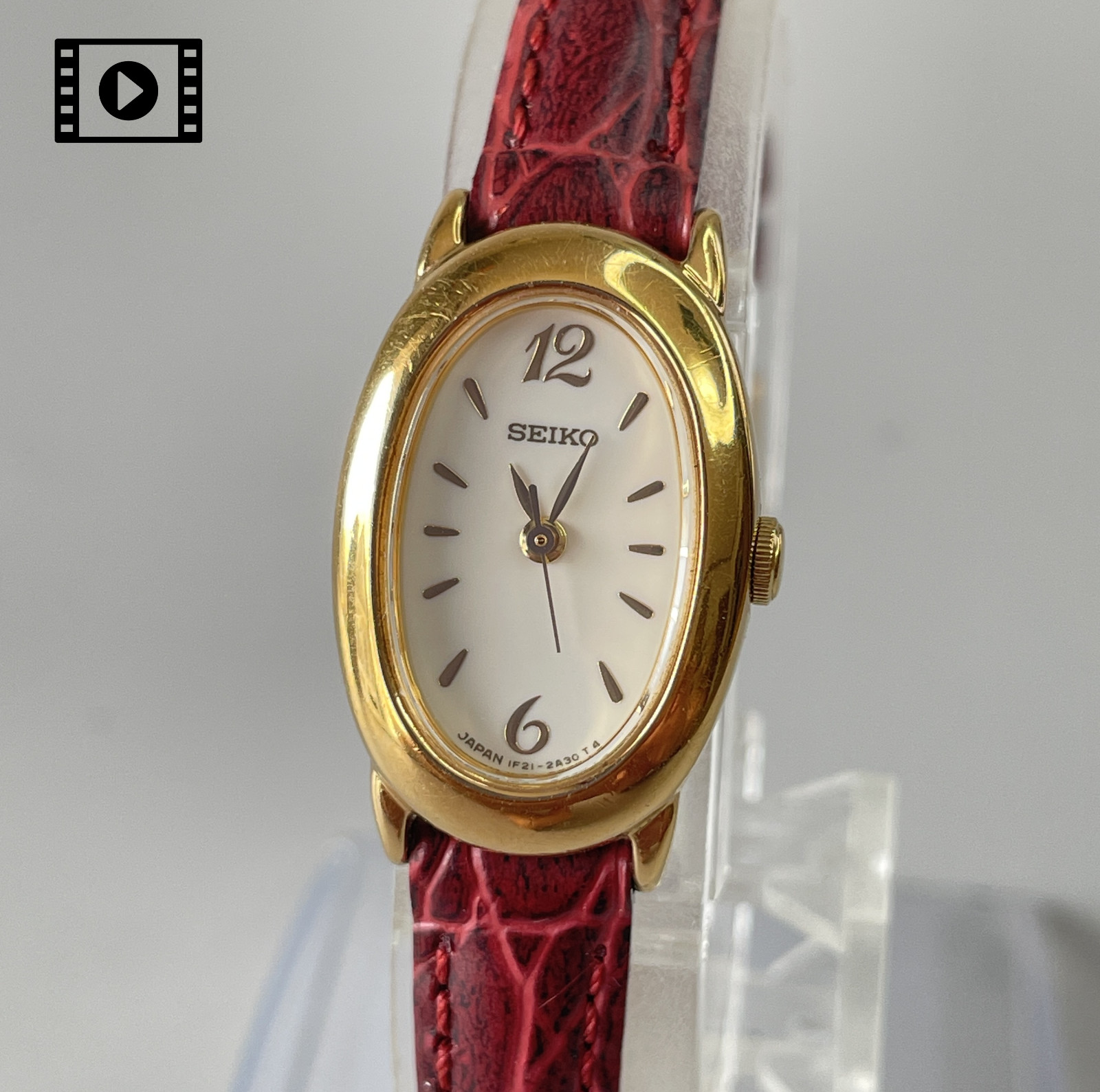 SEIKO Quartz 1F21-5C80 [US Stock] Ladies Watch Oval Vintage 1989 JAPAN *N.Mint