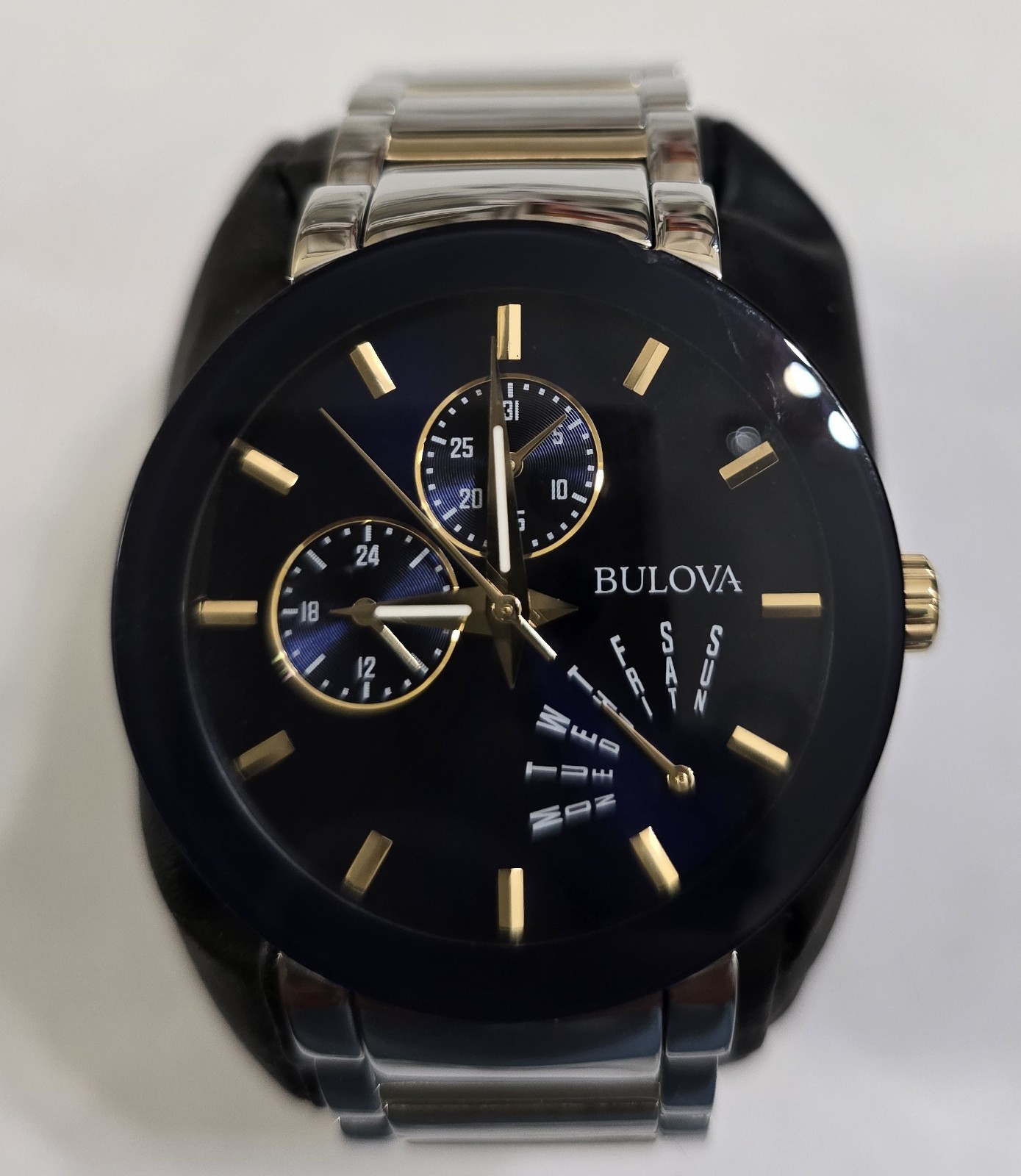 Bulova Futuro 98C123 Black and Gold Stainless Steel Men’s Wristwatch 45 mm