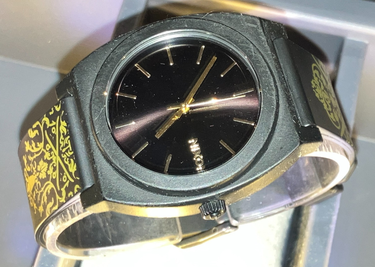 Nixon Time Teller P Minimal Resin Band Analog 39mm Men’s Watch in Black/Gold