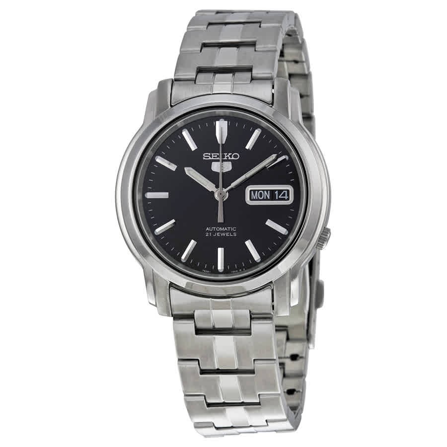 Seiko 5 Automatic Black Dial Stainless Steel Men’s Watch SNKK71