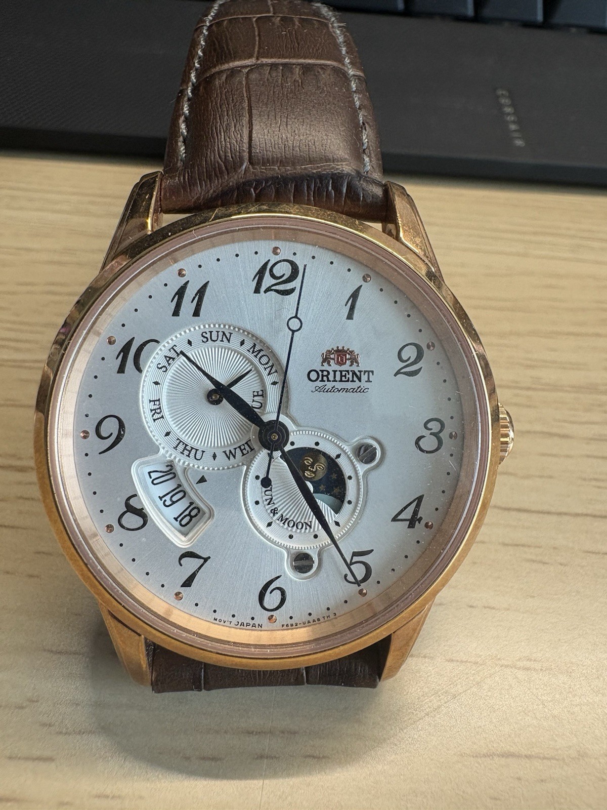Orient Sun & Moon Automatic Rose Gold White Dial Men’s Watch F6B2-UAA0
