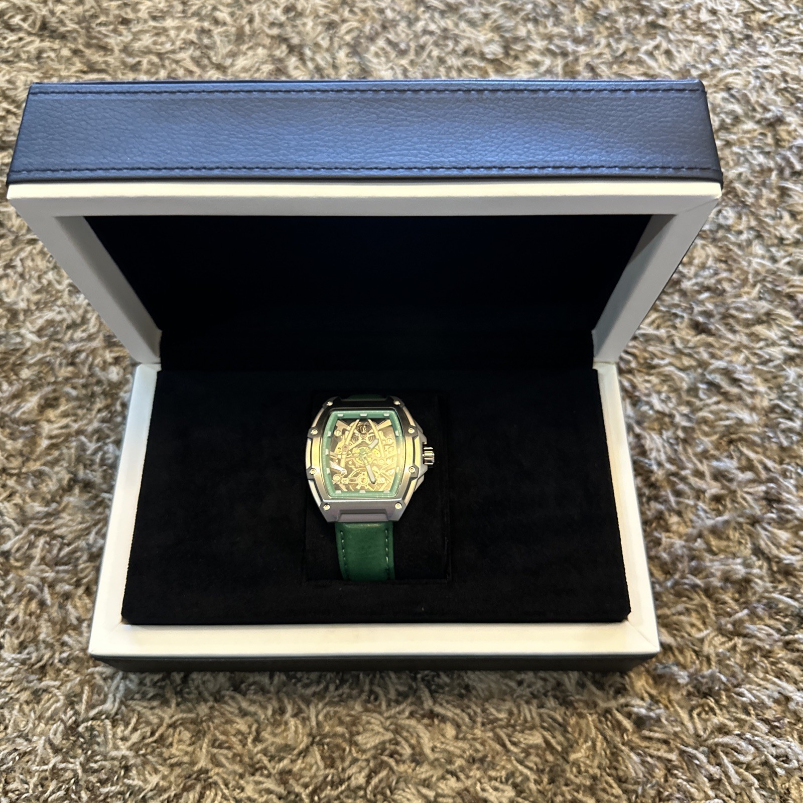 Constantin Weisz Spider Skeleton Watch Green Leather Band Limited Ed Germany