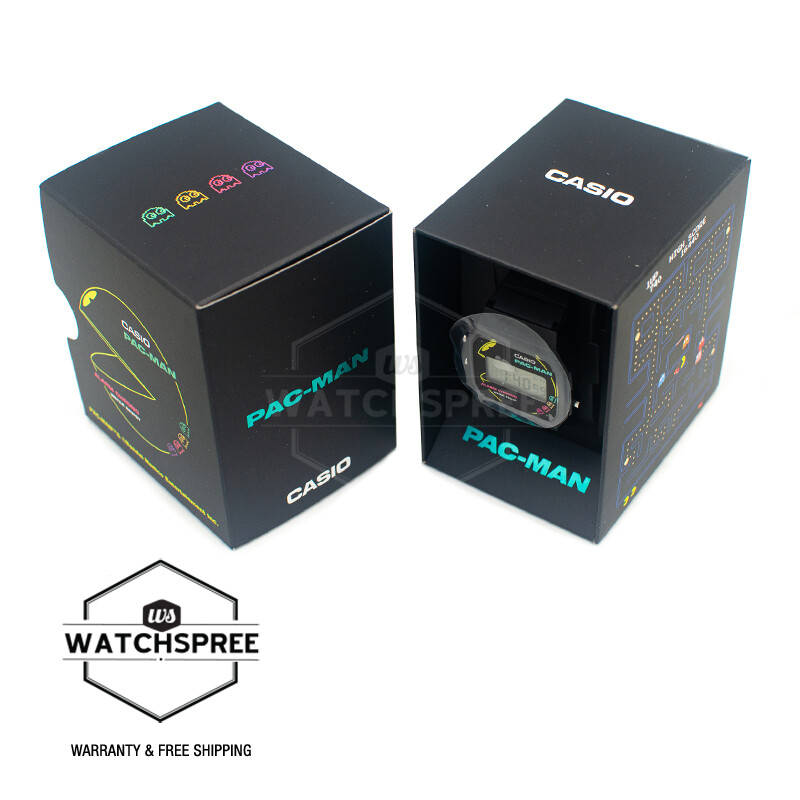 Casio Digital PAC-MAN Collaboration Bio-Based Black Resin Band Watch F-91WPC-1A