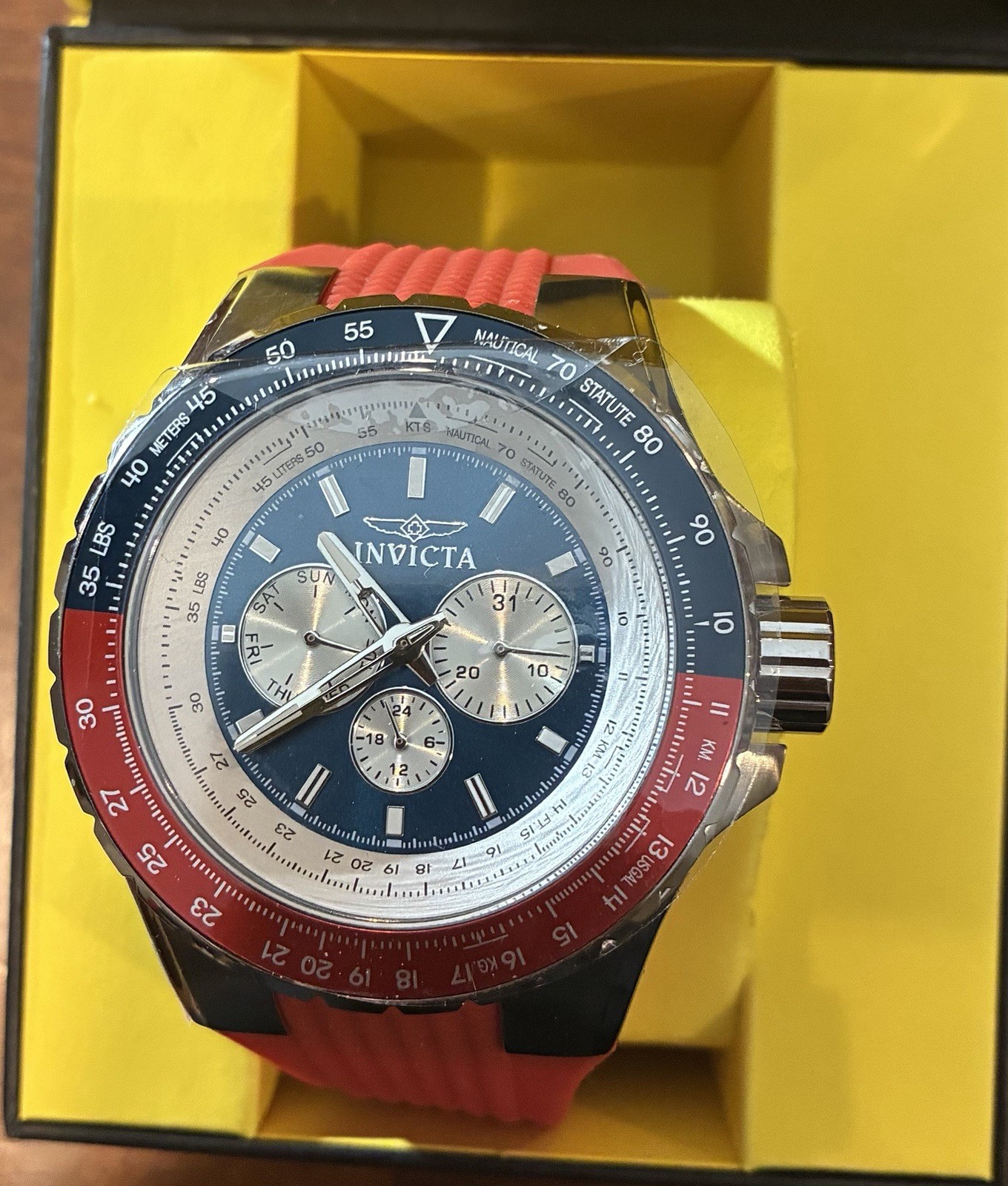 Invicta Aviator Men’s Quartz Chronograph Day/Date 44mm 100m Blue Red