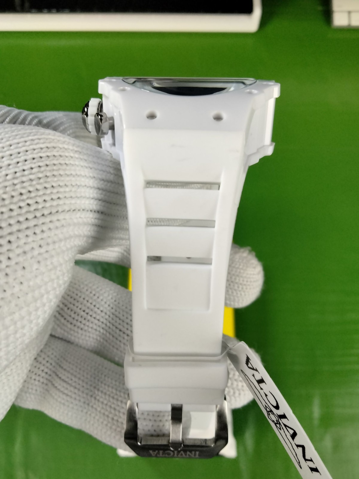 Invicta Racing 69668 Men White Skeleton Silver Dial Silicone Quartz Watch 43.5mm