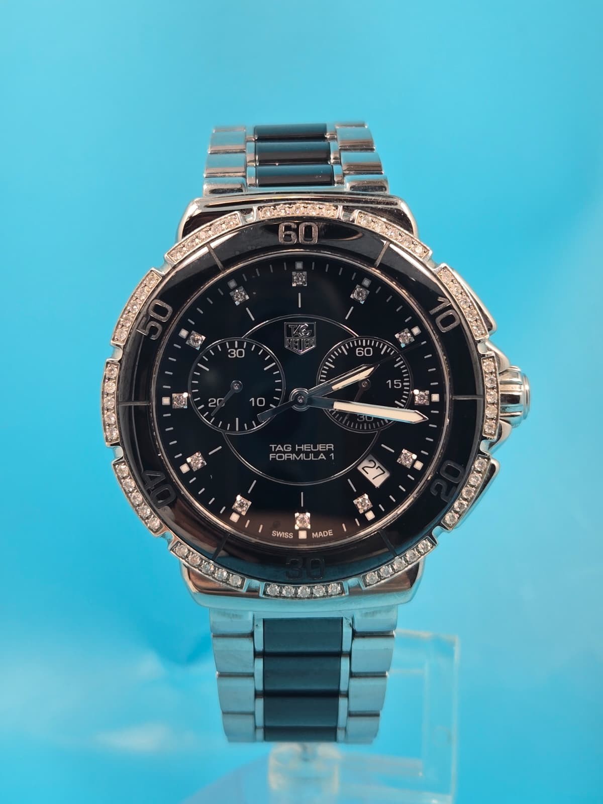 Tag Heuer Formula 1 CAH1212 Chrono Diamonds 41mm Steel/Ceramic Quartz Watch 8″
