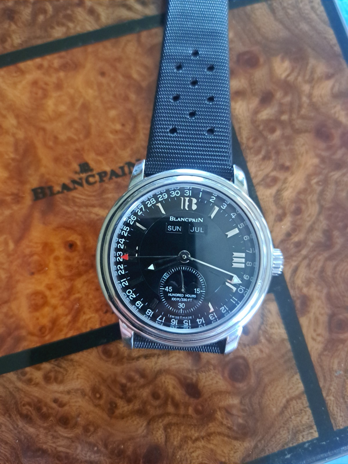 Blancpain Leman Complete Calendar Moonphase Black Dial Rare 38mm W/Box
