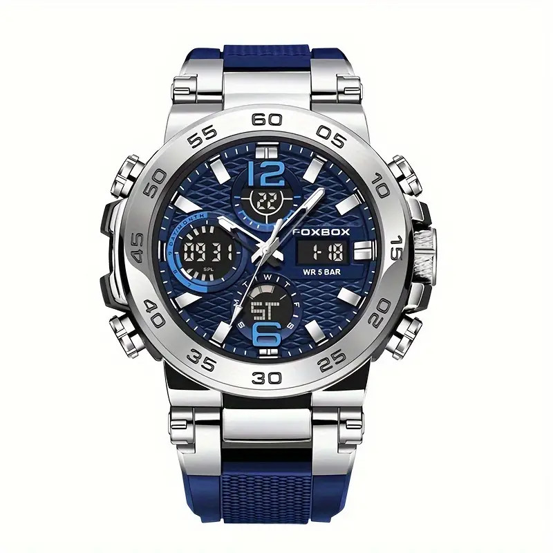 Luxury Men Water Resistant Dual Display LCD Sports Wrist Watch Alarm Funct Gift