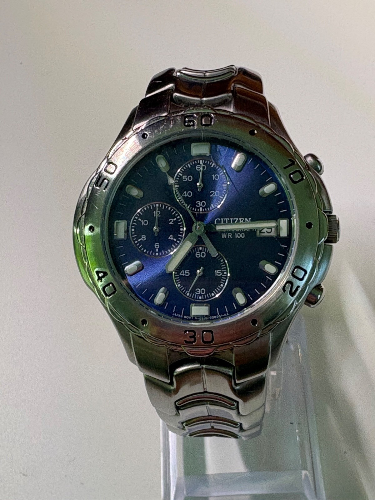 CITIZEN CHRONOGRAPH 0510-S92294-VIBRANT BLUE DIAL-MEN’S STAINLESS STEEL WATCH
