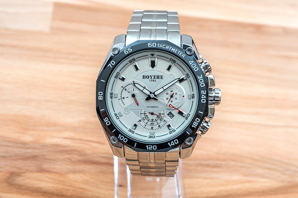 Mens Silver Army Automatic Mechanical Watch Luminous White Dial Stainless Steel